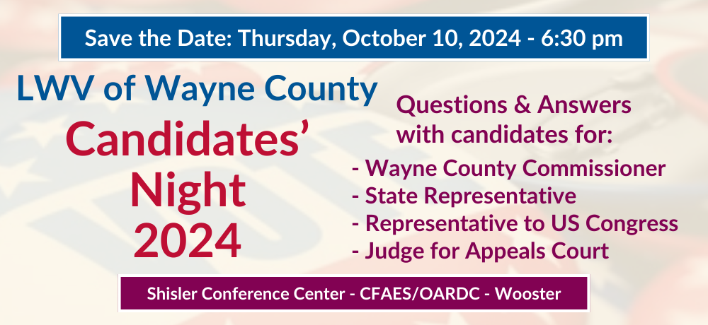 LWV of Wayne County Candidates Night - Thursday, October 10, 2024