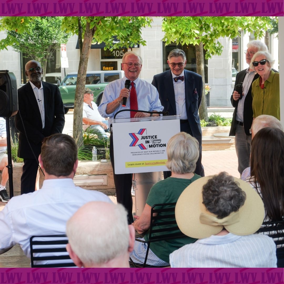 Speakers address the crowd at the Justice in Motion event in Wooster