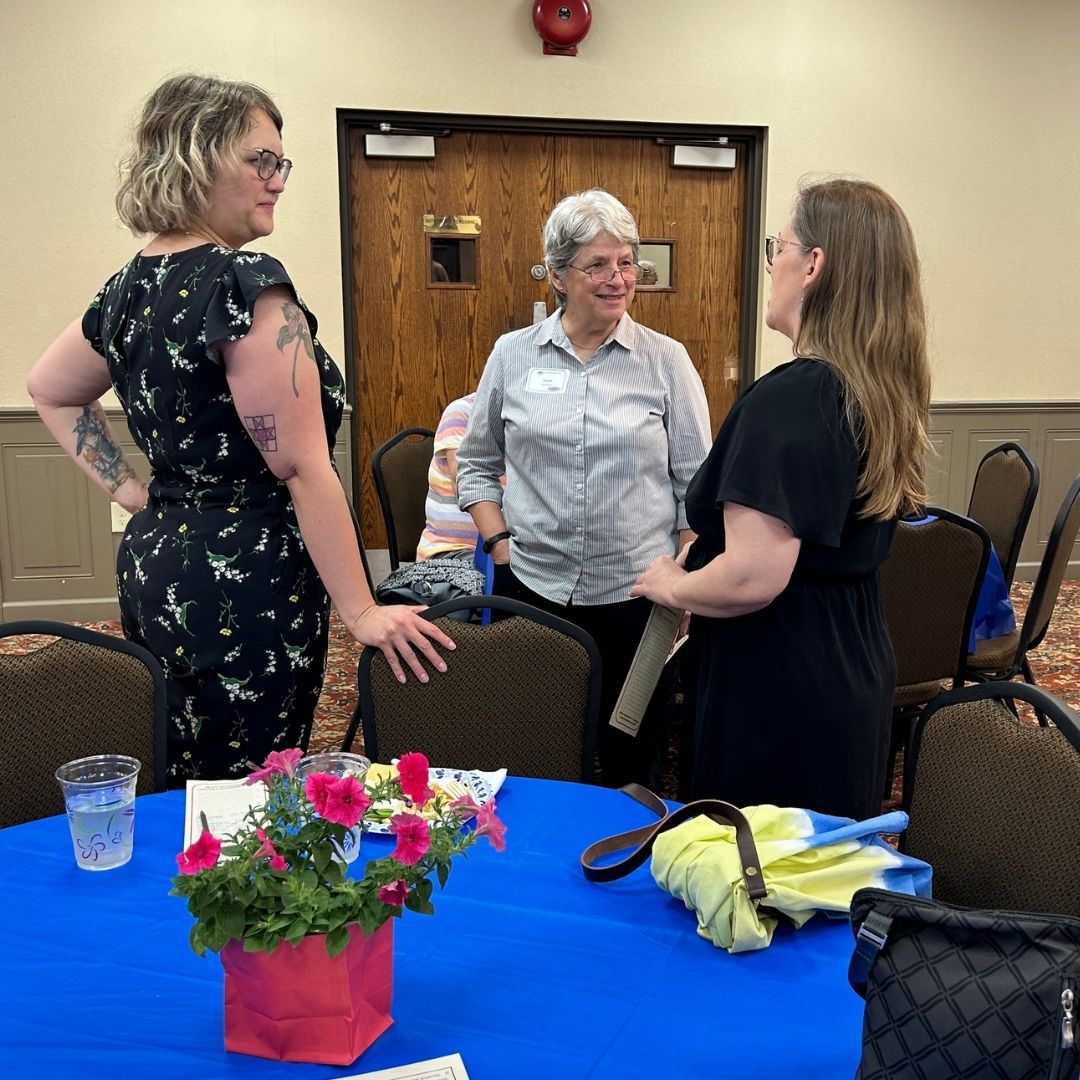 Catching up with friends at the 2026 LWVWC Annual Meeting