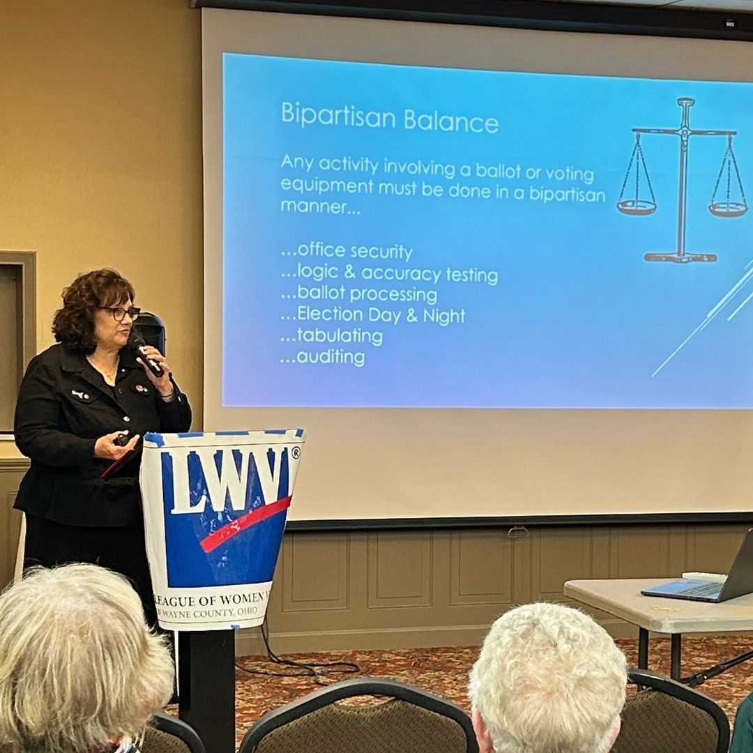 Wayne County Board of Elections Director Julie Leathers Stahl presents on election security at our September program